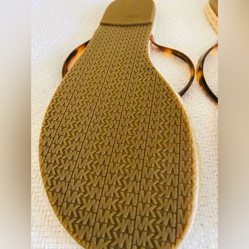 🖤New Michael Kors Tortoiseshell Strap Jute-Style Flip Flop Sandals - Picture 8 of 9